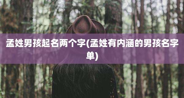 孟姓男孩起名两个字(孟姓有内涵的男孩名字单)