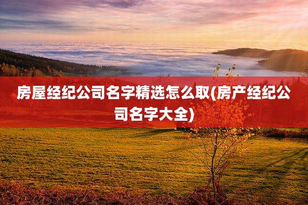 房屋经纪公司名字精选怎么取(房产经纪公司名字大全)
