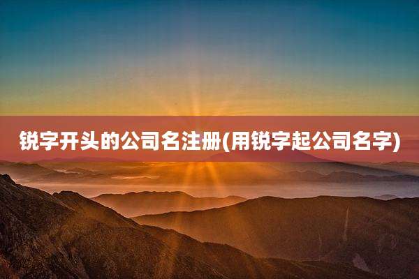 锐字开头的公司名注册(用锐字起公司名字)