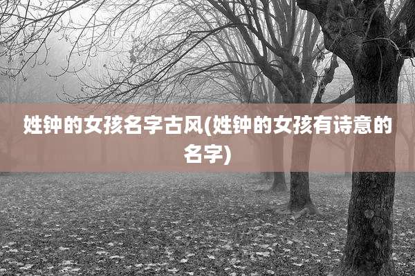 姓钟的女孩名字古风(姓钟的女孩有诗意的名字)