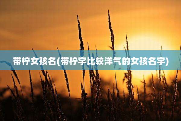 带柠女孩名(带柠字比较洋气的女孩名字)