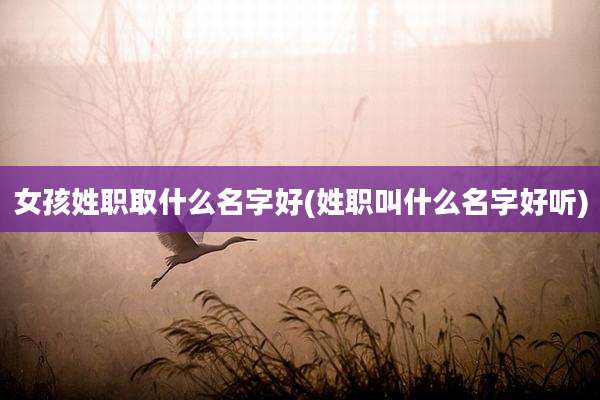 女孩姓职取什么名字好(姓职叫什么名字好听)