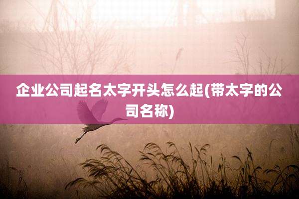 企业公司起名太字开头怎么起(带太字的公司名称)