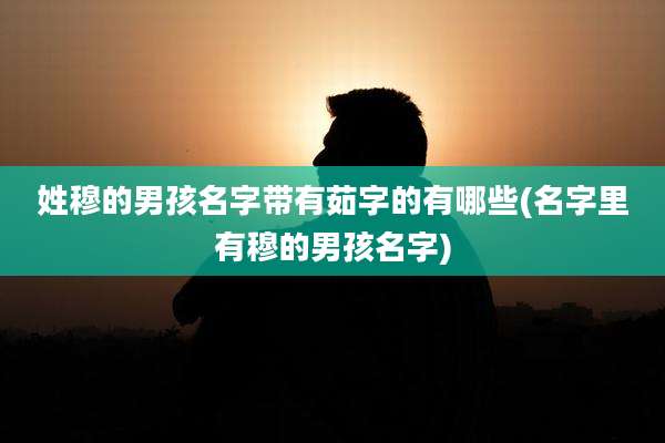 姓穆的男孩名字带有茹字的有哪些(名字里有穆的男孩名字)