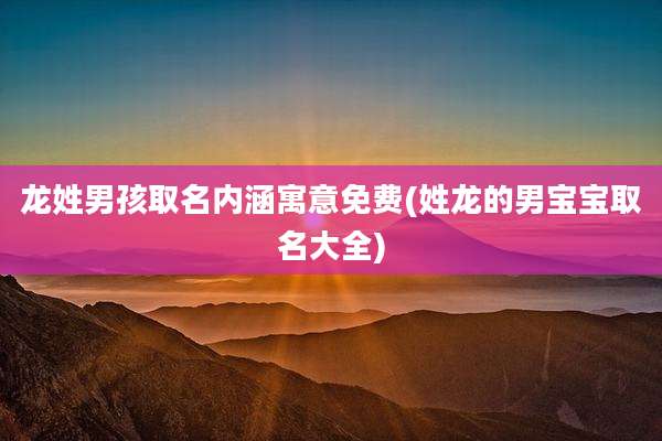 龙姓男孩取名内涵寓意免费(姓龙的男宝宝取名大全)
