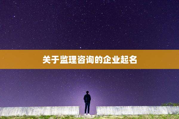 关于监理咨询的企业起名