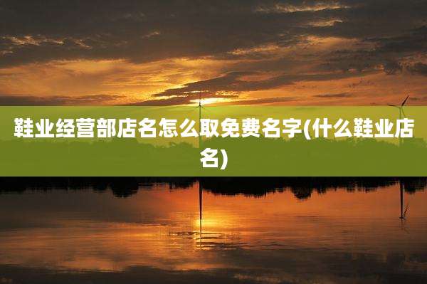 鞋业经营部店名怎么取免费名字(什么鞋业店名)