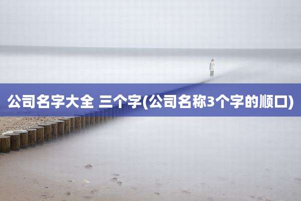 公司名字大全 三个字(公司名称3个字的顺口)