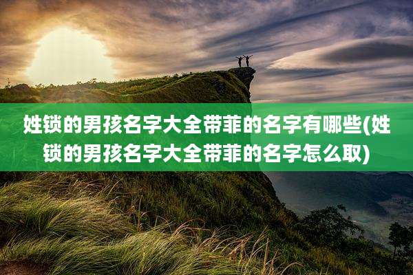 姓锁的男孩名字大全带菲的名字有哪些(姓锁的男孩名字大全带菲的名字怎么取)