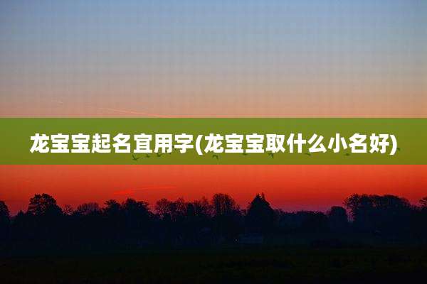 龙宝宝起名宜用字(龙宝宝取什么小名好)