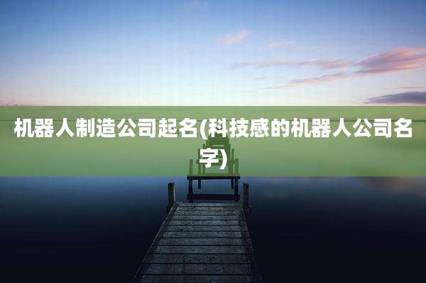 机器人制造公司起名(科技感的机器人公司名字)
