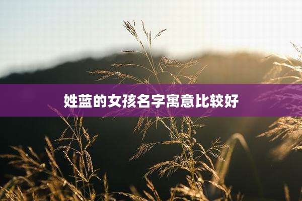 姓蓝的女孩名字寓意比较好