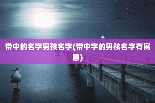 带中的名字男孩名字(带中字的男孩名字有寓意)