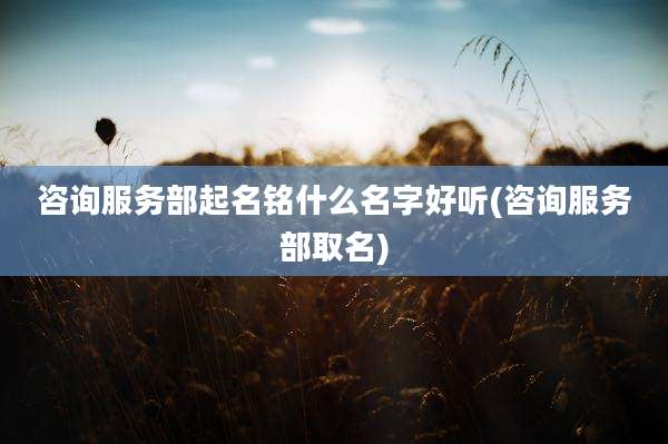 咨询服务部起名铭什么名字好听(咨询服务部取名)