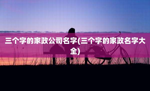 三个字的家政公司名字(三个字的家政名字大全)