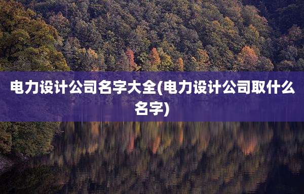 电力设计公司名字大全(电力设计公司取什么名字)