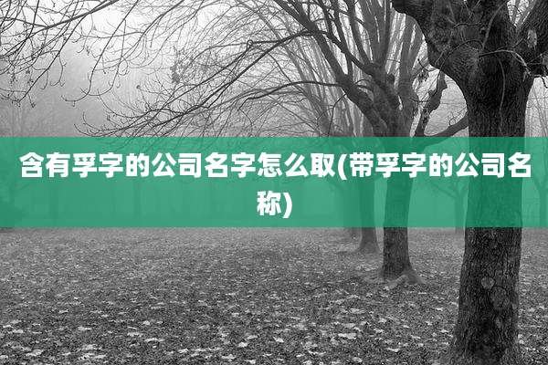 含有孚字的公司名字怎么取(带孚字的公司名称)