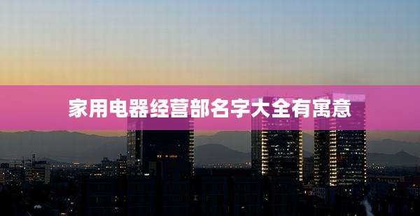 家用电器经营部名字大全有寓意