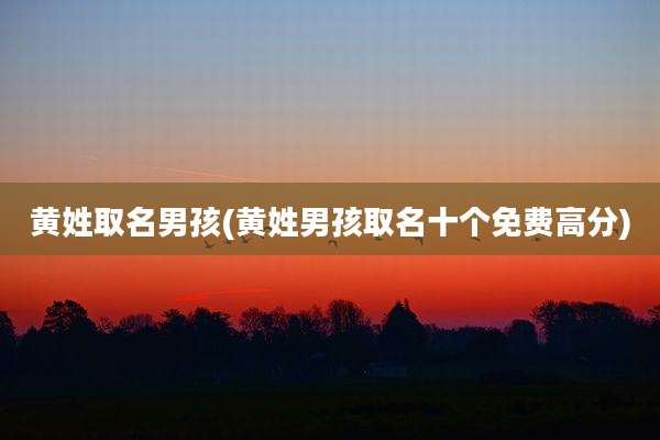 黄姓取名男孩(黄姓男孩取名十个免费高分)