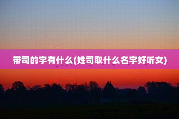 带司的字有什么(姓司取什么名字好听女)