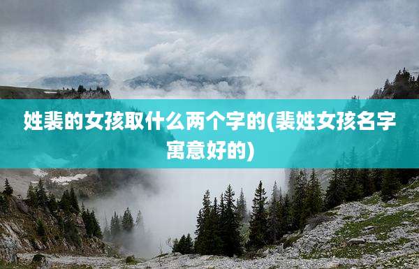 姓裴的女孩取什么两个字的(裴姓女孩名字寓意好的)