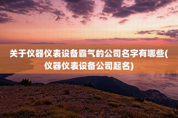 关于仪器仪表设备霸气的公司名字有哪些(仪器仪表设备公司起名)