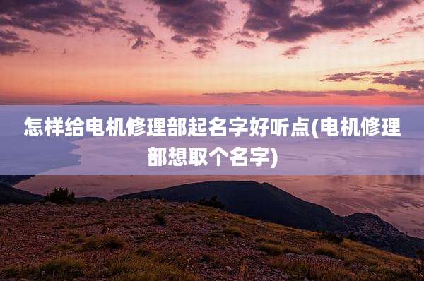 怎样给电机修理部起名字好听点(电机修理部想取个名字)