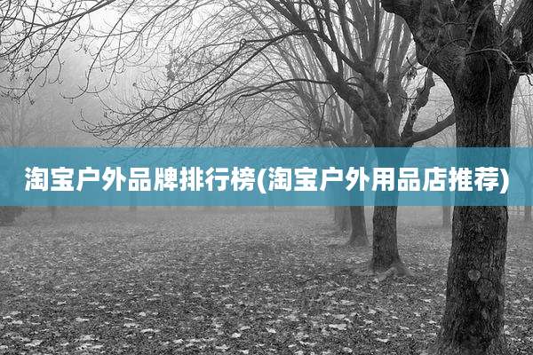 淘宝户外品牌排行榜(淘宝户外用品店推荐)