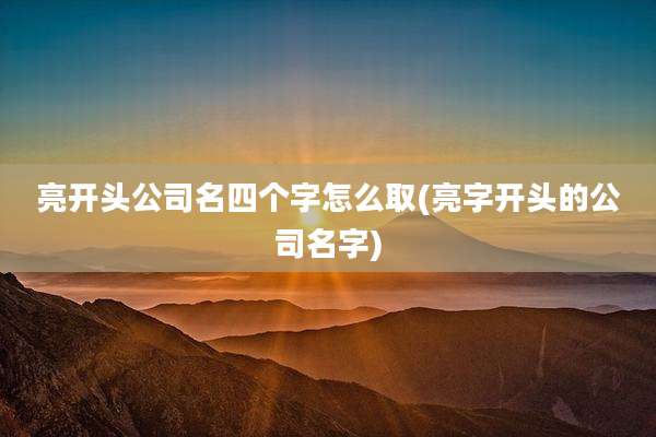 亮开头公司名四个字怎么取(亮字开头的公司名字)