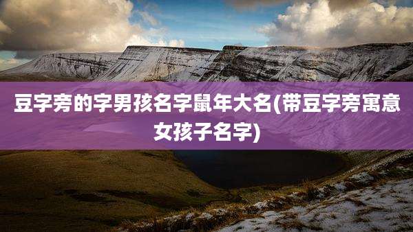 豆字旁的字男孩名字鼠年大名(带豆字旁寓意女孩子名字)