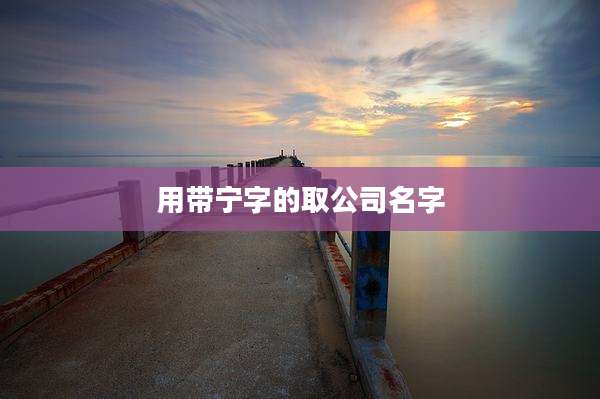 用带宁字的取公司名字