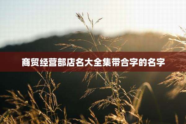 商贸经营部店名大全集带合字的名字