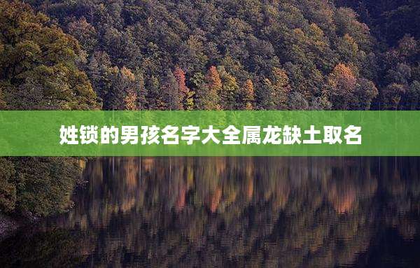 姓锁的男孩名字大全属龙缺土取名