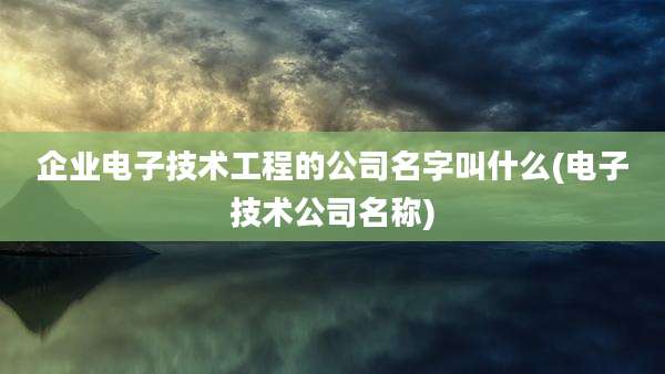 企业电子技术工程的公司名字叫什么(电子技术公司名称)