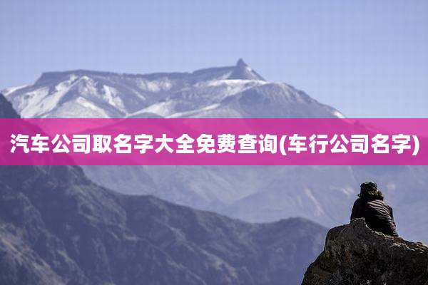 汽车公司取名字大全免费查询(车行公司名字)