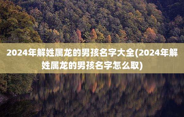 2024年解姓属龙的男孩名字大全(2024年解姓属龙的男孩名字怎么取)