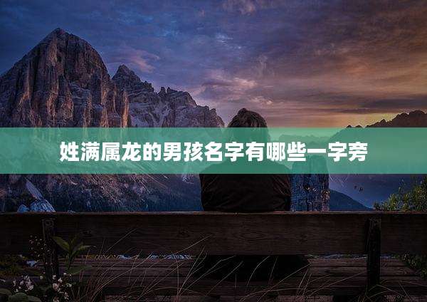 姓满属龙的男孩名字有哪些一字旁