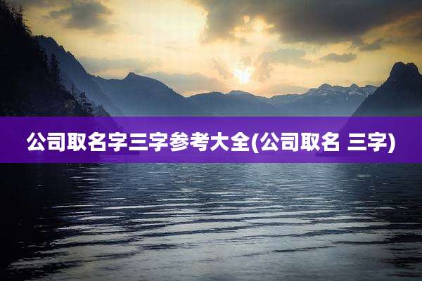 公司取名字三字参考大全(公司取名 三字)