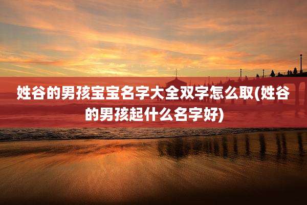 姓谷的男孩宝宝名字大全双字怎么取(姓谷的男孩起什么名字好)