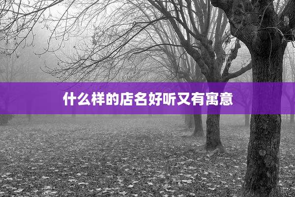 什么样的店名好听又有寓意