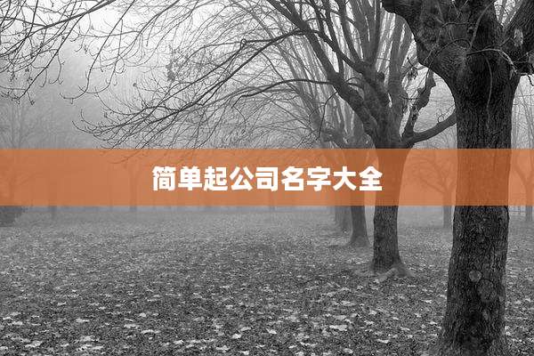 简单起公司名字大全