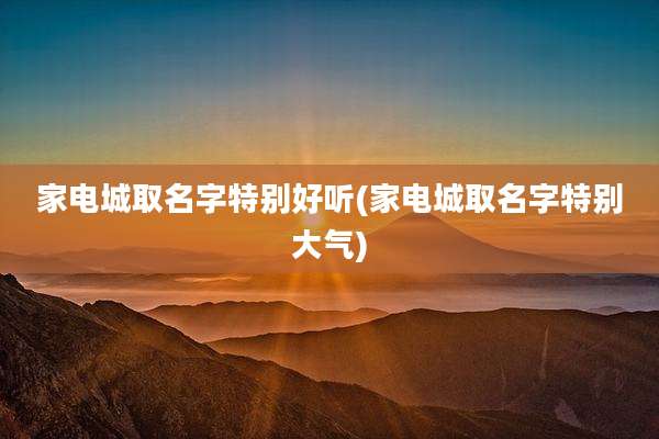 家电城取名字特别好听(家电城取名字特别大气)