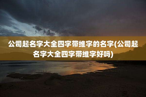 公司起名字大全四字带维字的名字(公司起名字大全四字带维字好吗)