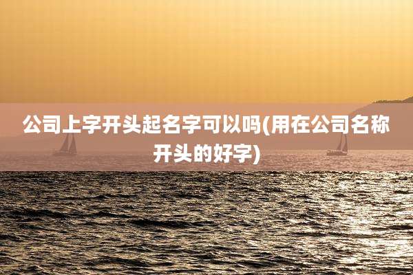 公司上字开头起名字可以吗(用在公司名称开头的好字)