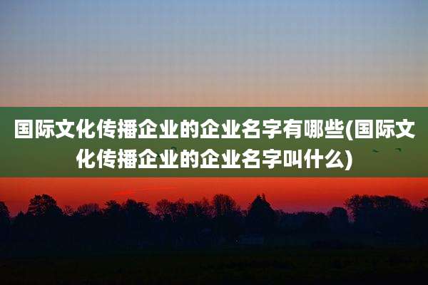 国际文化传播企业的企业名字有哪些(国际文化传播企业的企业名字叫什么)