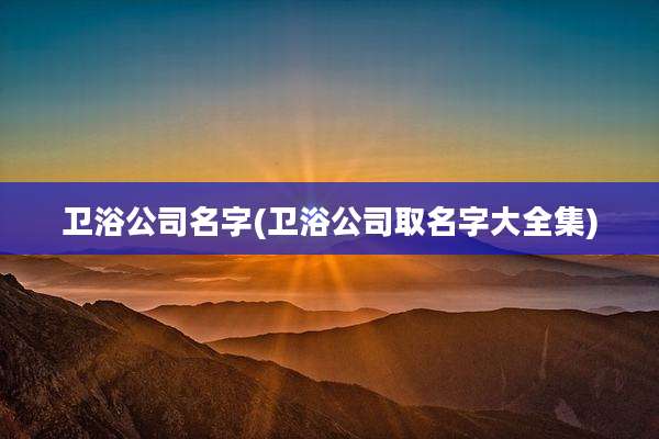 卫浴公司名字(卫浴公司取名字大全集)