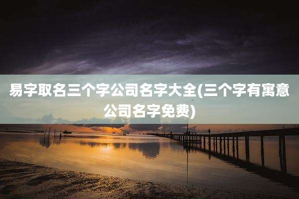 易字取名三个字公司名字大全(三个字有寓意公司名字免费)