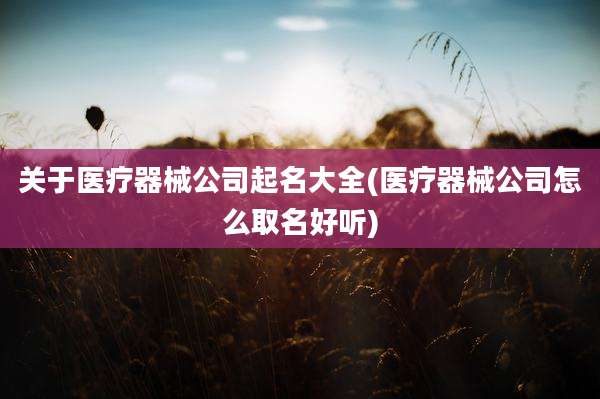 关于医疗器械公司起名大全(医疗器械公司怎么取名好听)