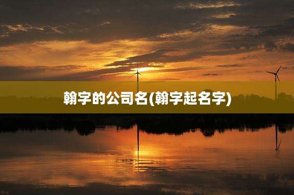 翰字的公司名(翰字起名字)