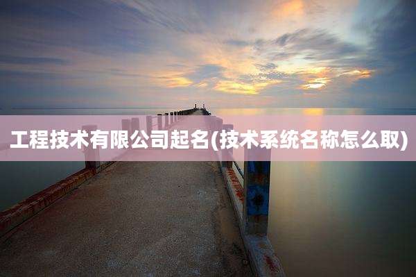工程技术有限公司起名(技术系统名称怎么取)